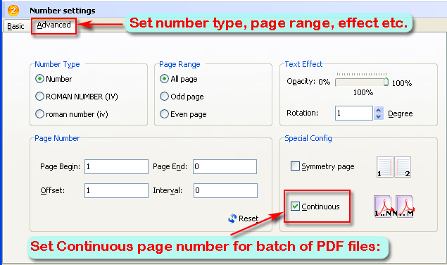 a-pdf number pro advanced setting